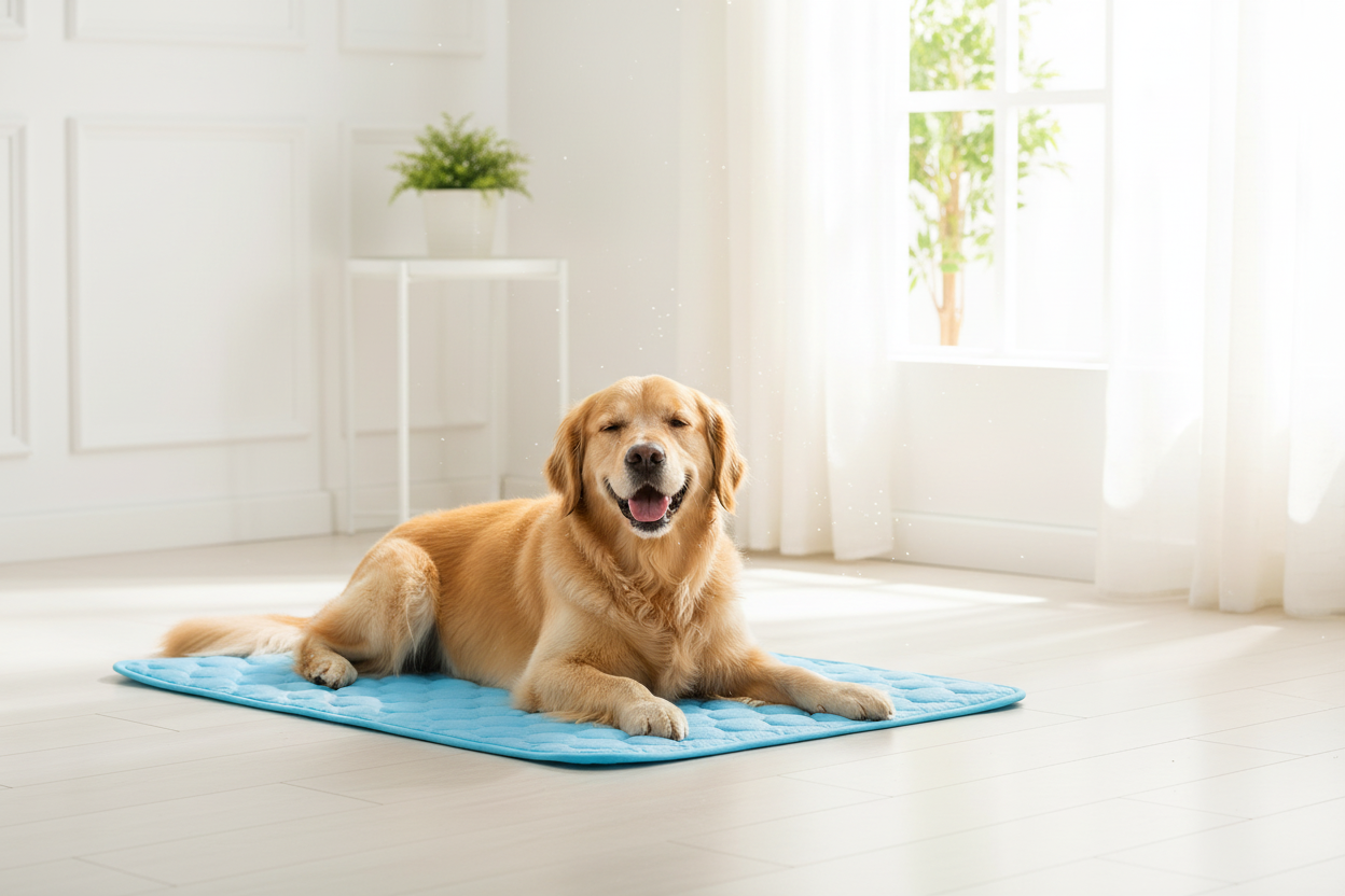 Dog on KIRE Cooling Mat - Realistic Photo