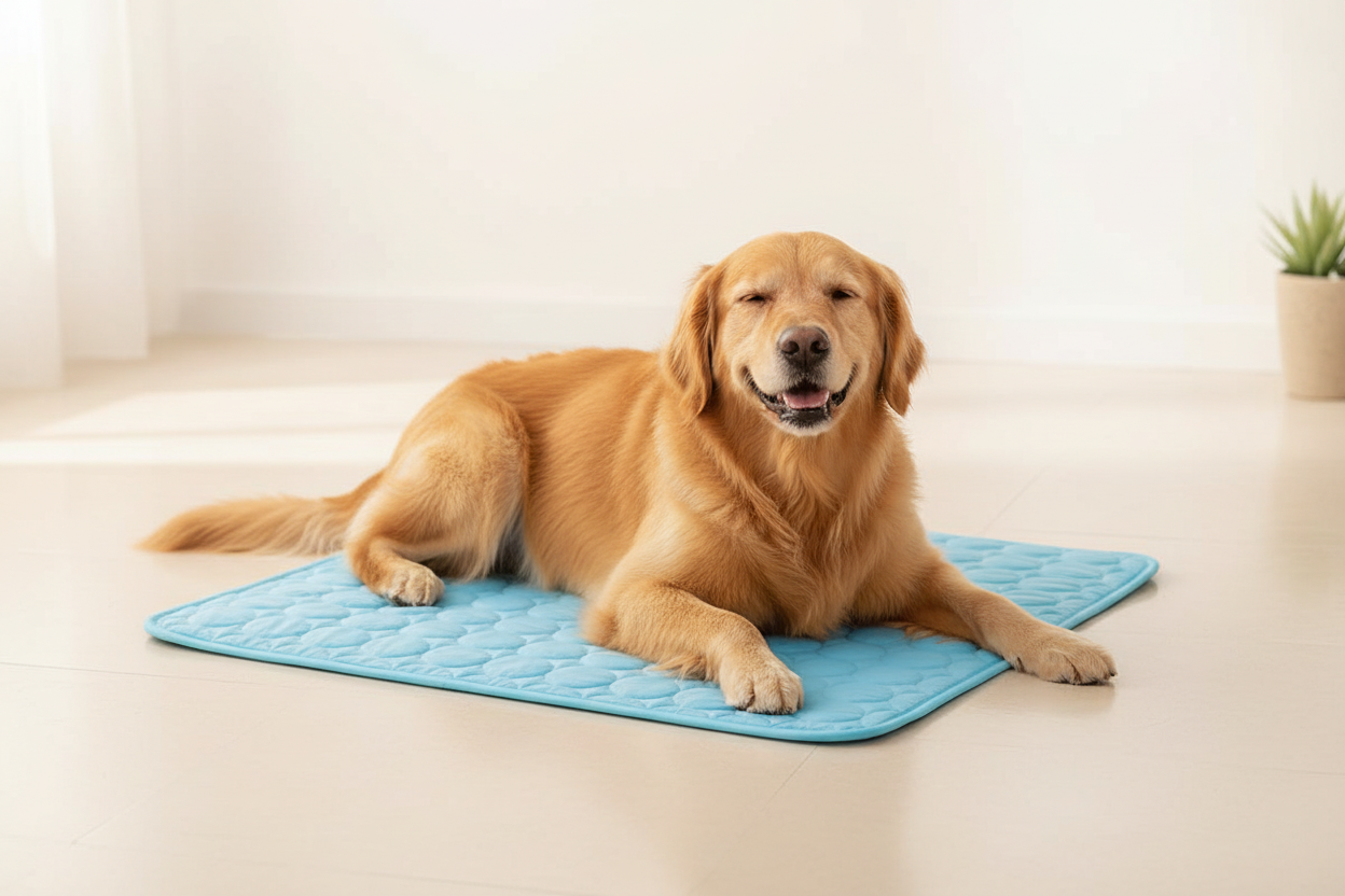 Dog on KIRE Cooling Mat
