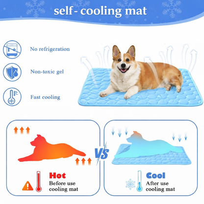 Diagram showing how KIRE™ self-cooling technology lowers dog body temperature instantly - No refrigeration needed