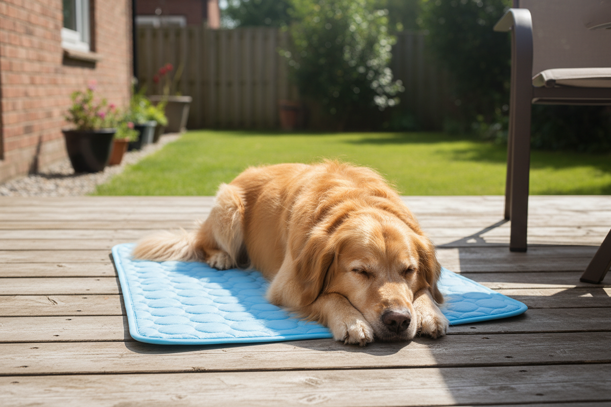 Realistic Dog Outdoor on Cooling Mat